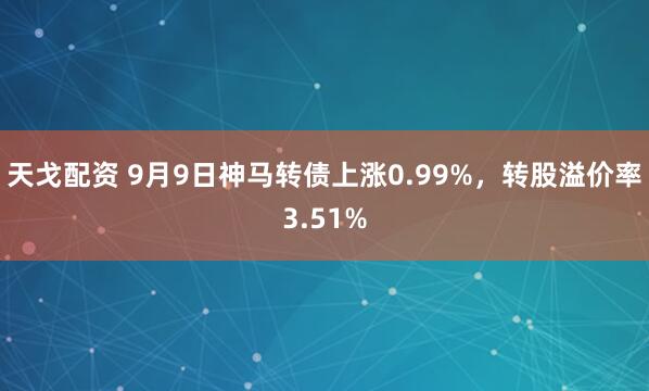 天戈配资 9月9日神马转债上涨0.99%，转股溢价率3.51%