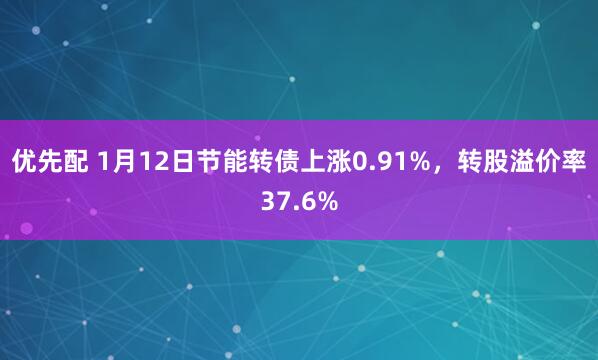 优先配 1月12日节能转债上涨0.91%，转股溢价率37.6%